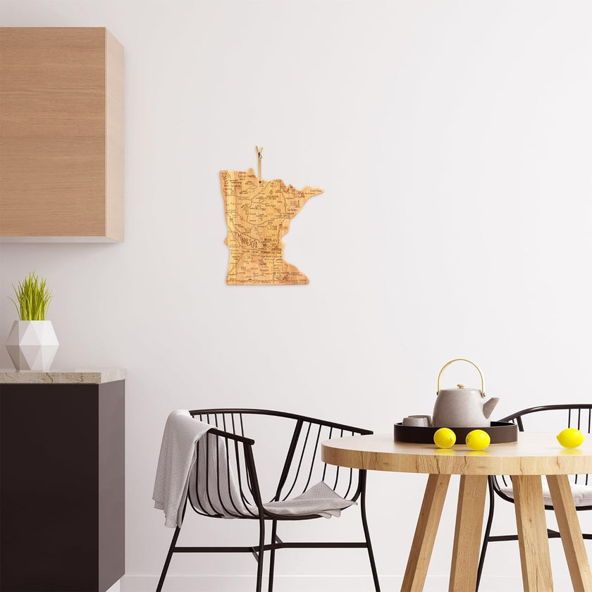 Totally Bamboo Destination Minnesota State Shaped Serving and Cutting Board, Includes Hang Tie for Wall Display