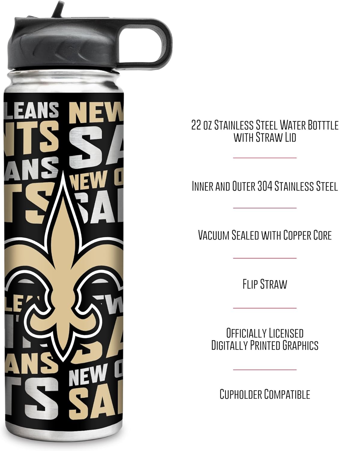 Rico Industries NFL Football Stainless Steel Tumbler with Lid - Great For Coffee, Tea, Water or Cocktails