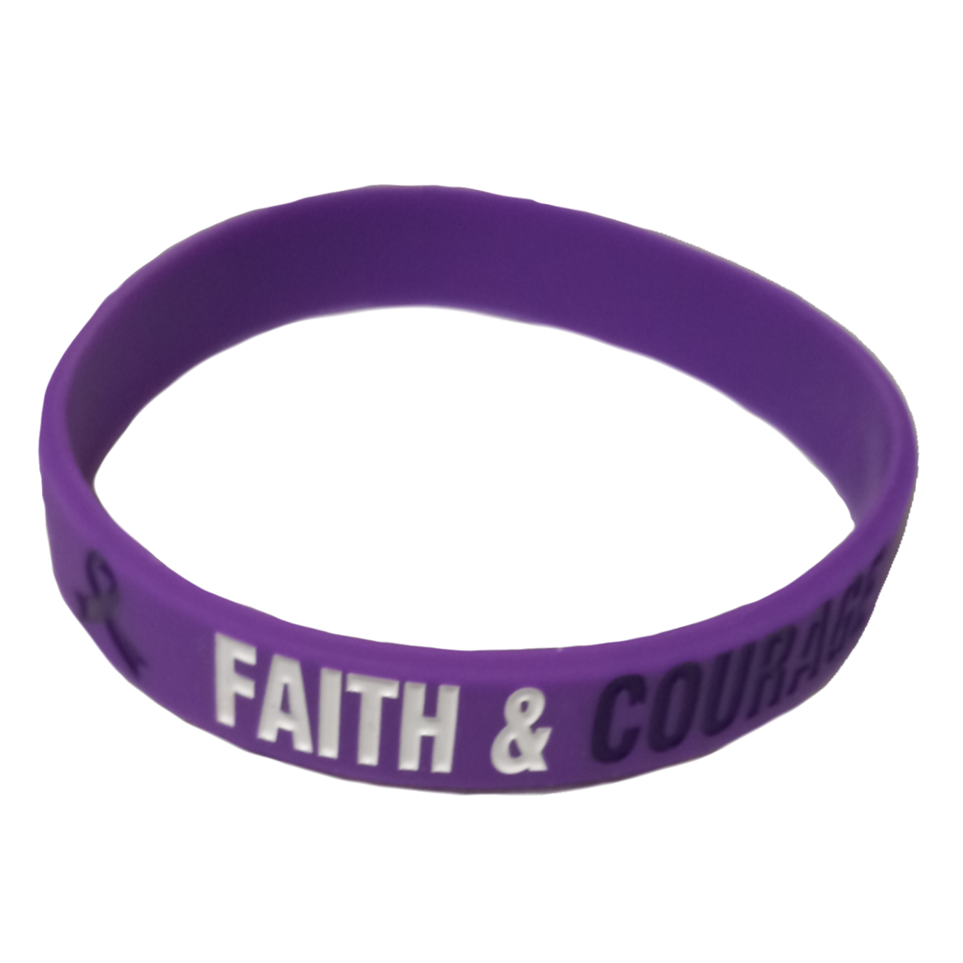 Image of awareness wristband purple with words