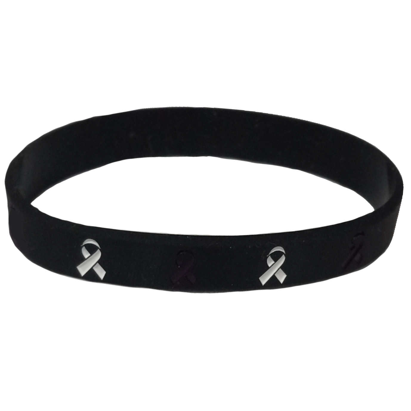 Image of product black awareness wristband with ribbons