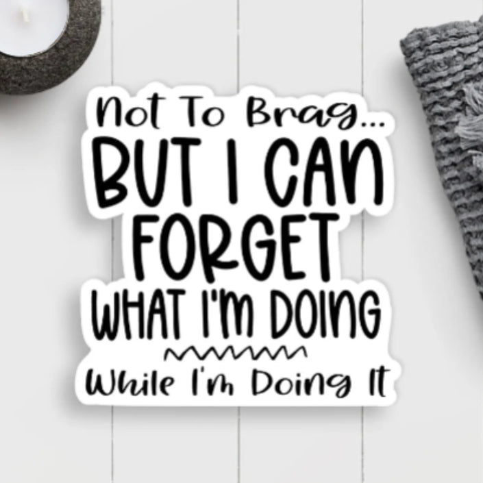 Sticker with humorous text on a white background. Quoted, 