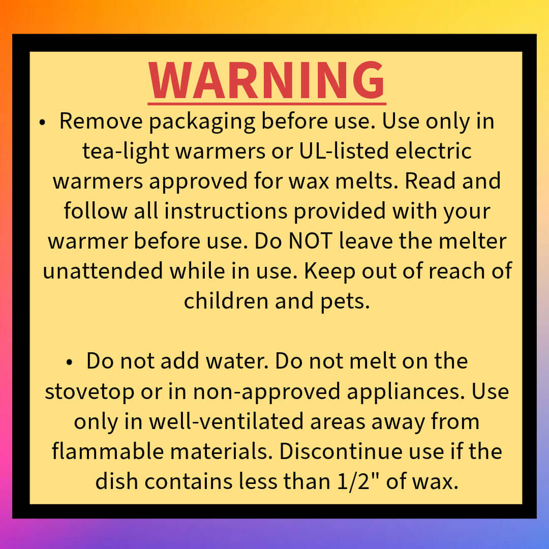 Wax melt warning label